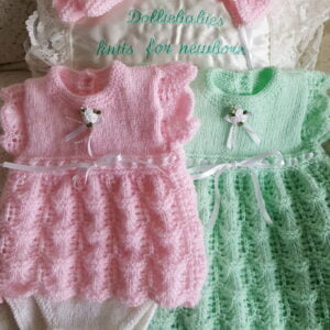 Babies knitting pattern for angel top or dress with integrated knickers