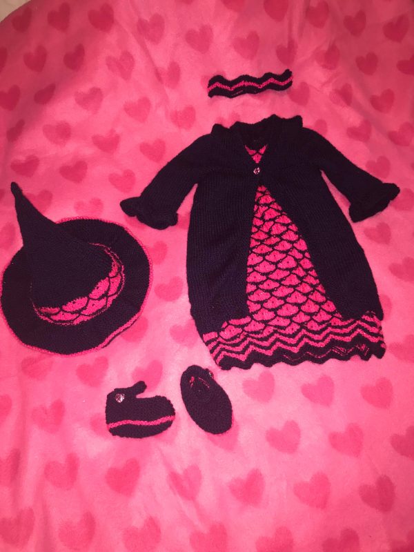 Pink Halloween dress knitted by a customer