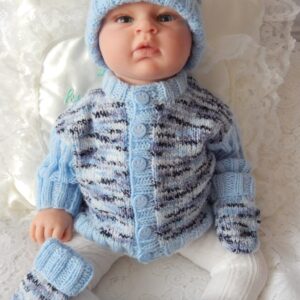 Rib sleeve baby cardigan set knitting pattern