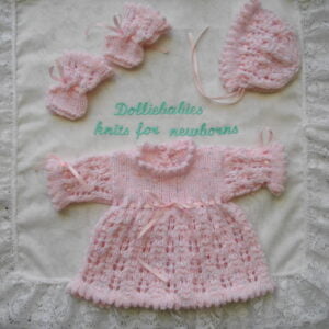 10-14 inch reborn or very premature baby dress set knitting pattern