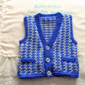 baby boys knitting pattern for a tweed effect waistcoat