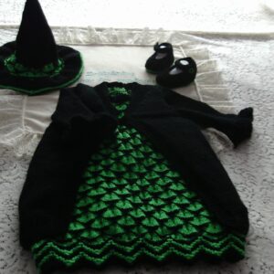 Baby Halloween Witches dress and hat knitting pattern