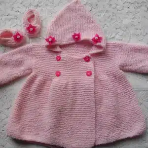 Double Breasted Hooded Baby Coat Knitting Pattern